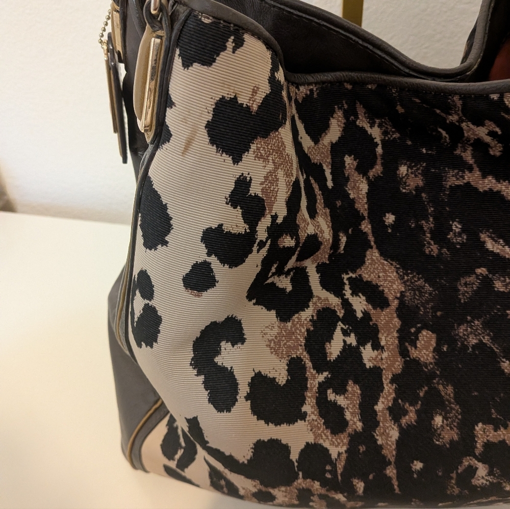 Coach Leopard Print Shoulder Bag in Beige and Brown - Picture 9 of 12